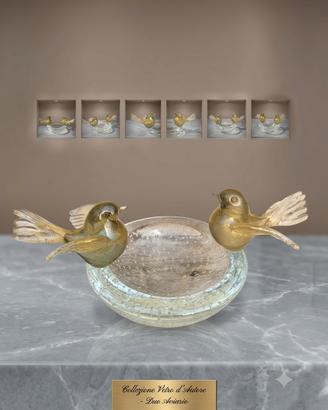 scultura in vetro di Murano in Foglia d'Oro Seguso