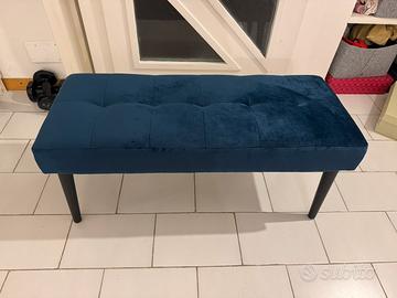 Panca imbottita in velluto blu, come nuova