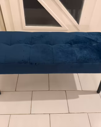 Panca imbottita in velluto blu, come nuova