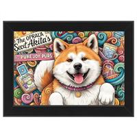 Poster Akita Joy con cornice in legno massello