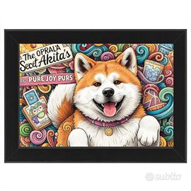 Poster Akita Joy con cornice in legno massello