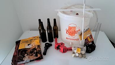 kit birreria artigianale + tappatrice e accessori