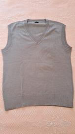 maglione gilet senza maniche grigio chiaro