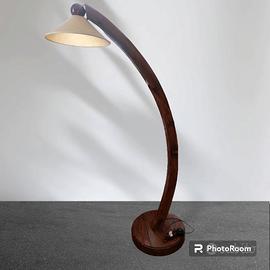 Piantana ad arco di cerchio-legno massello noce 