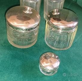 Antico set da toeletta cristallo e argento 800