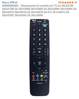 Telecomando compatibile per TV Lg