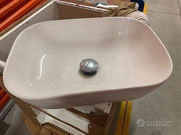 Lavabo da appoggio ceramica bianca + miscelatore