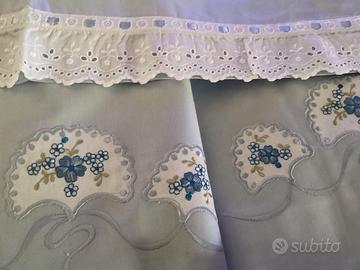 Lenzuola cotone con Sangallo nuovo vintage