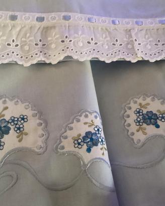 Lenzuola cotone con Sangallo nuovo vintage