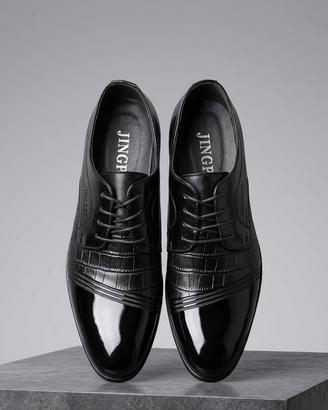Scarpe Derby Nere Vernice e Coccodrillo
