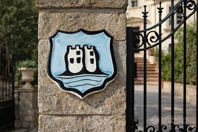 coppia stemma in ceramica giardino villino 