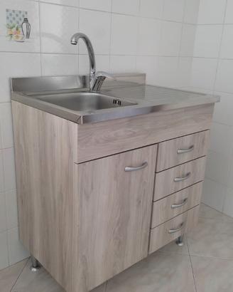 Mobile cucina due ante con lavello inox