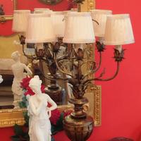 Lampada stile Fiorentino con 6 paralumi in tessuto