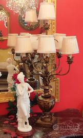Lampada stile Fiorentino con 6 paralumi in tessuto