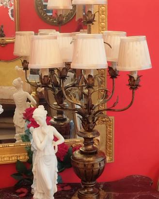 Lampada stile Fiorentino con 6 paralumi in tessuto