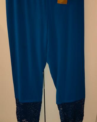 Pantaloni blu elettrico dettagli in pizzo
