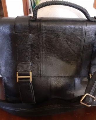 borsa/cartella UNISEX vera pelle colore nero.