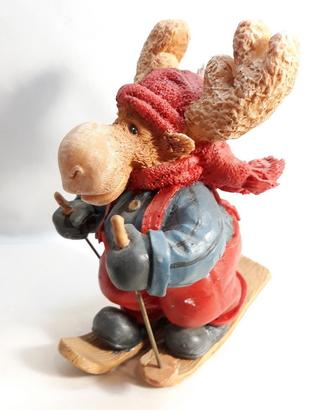 STATUINA ALCE RENNA SCI BABBO NATALE GIOCATTOLO