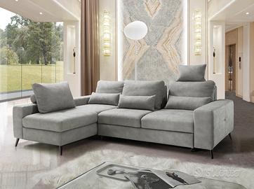 Divano angolare 4 posti con penisola contenitore