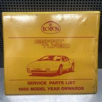 LOTUS ESPRIT TURBO SE SERVICE PARTS LIST CHARGECOO
