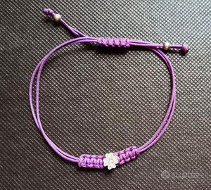 Bracciale cordino viola e argento