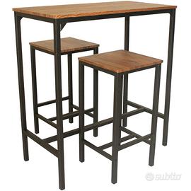 IBIZA Set Tavolo Bar Con 2 Sgabelli Marrone