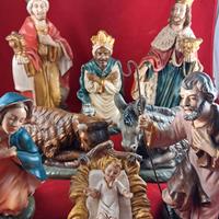 Presepe completo 35 cm cartapesta dipinta a mano