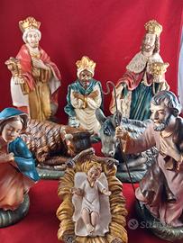Presepe completo 35 cm cartapesta dipinta a mano