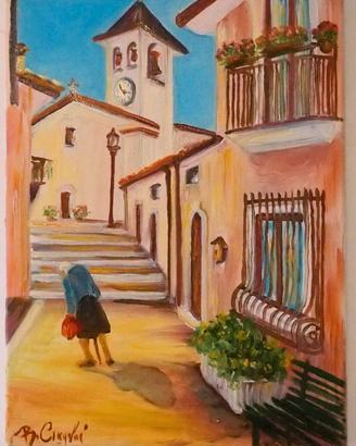 Quadro moderno olio su tela 40x50cm Nuovo