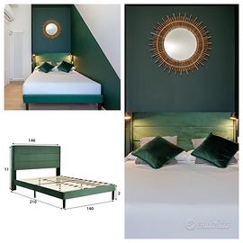 Letto alla francese in velluto verde