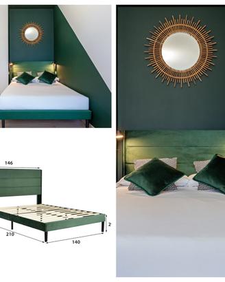 Letto alla francese in velluto verde