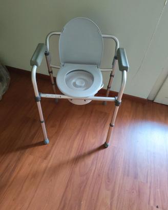 Sedia comoda WC regolabile con braccioli e secchio