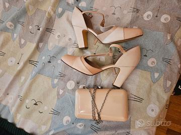 sandali eleganti con tacco n 39 + pochette