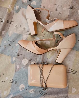 sandali eleganti con tacco n 39 + pochette