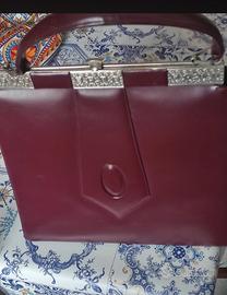 Vintage. borsa in pelle. Rosso Bordeaux 