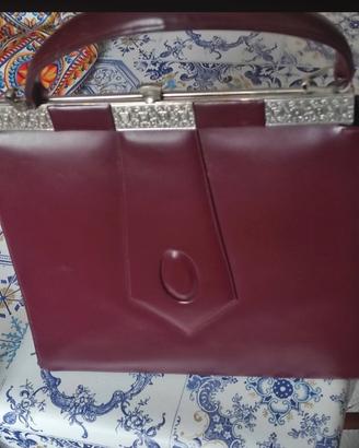 Vintage. borsa in pelle. Rosso Bordeaux 