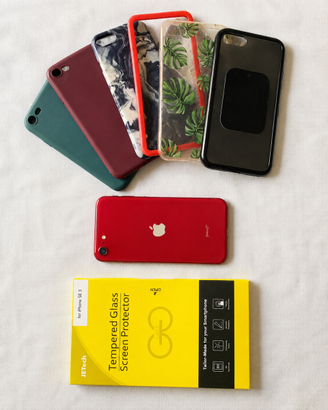 iPhone SE 2022 64GB rosso + custodie + vetro nuovo