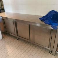 Tavolo armadiato 4 ante inox  da 260x70 cm