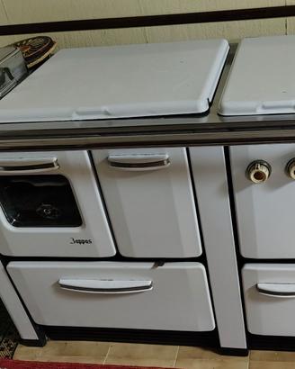Stufa a legna vintage con forno e 2 fuochi a gas
