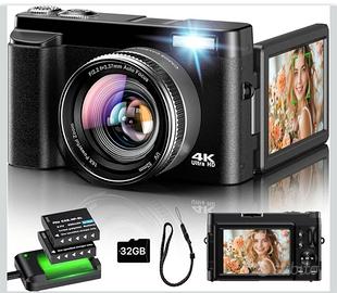 Fotocamera Digitale 4K,48MP Autofocus con SD