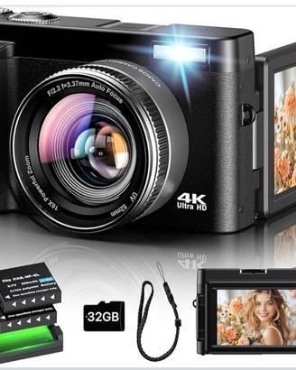 Fotocamera Digitale 4K,48MP Autofocus con SD