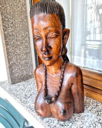 statua africana donna scultura in legno intagliato