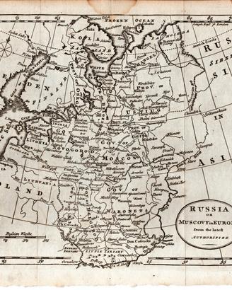 1745 Antica Carta Geografica Mappa Russia 