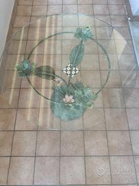 Tavolino in ferro battuto e vetro