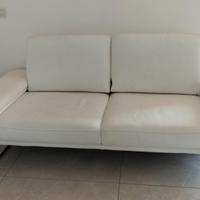 DIVANO PELLE BIANCO 2/4 POSTI CUSCINI REMOVIBILI