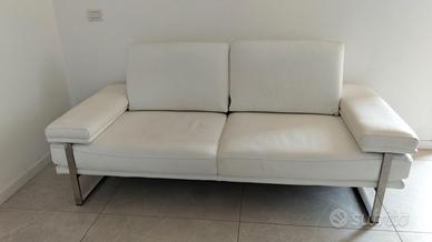 DIVANO PELLE BIANCO 2/4 POSTI CUSCINI REMOVIBILI
