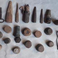 Pezzi da bottai in ferro, sughero, legno
