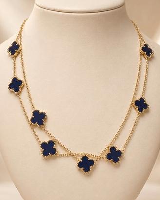 Collana Dorata Multigiro con Quadrifogli Blu, Plac