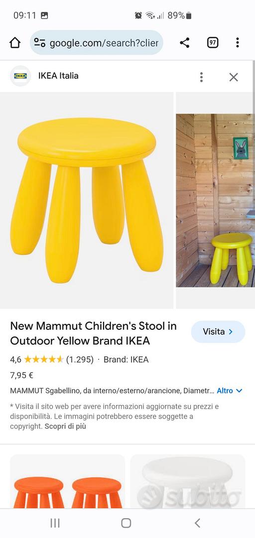 MAMMUT Sgabellino, da interno/esterno, giallo - IKEA Italia