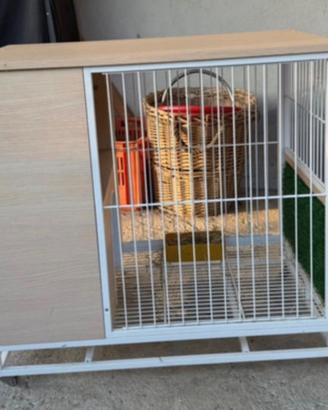 Conigliera in truccilato ed acciaio con vassoio